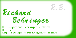 richard behringer business card